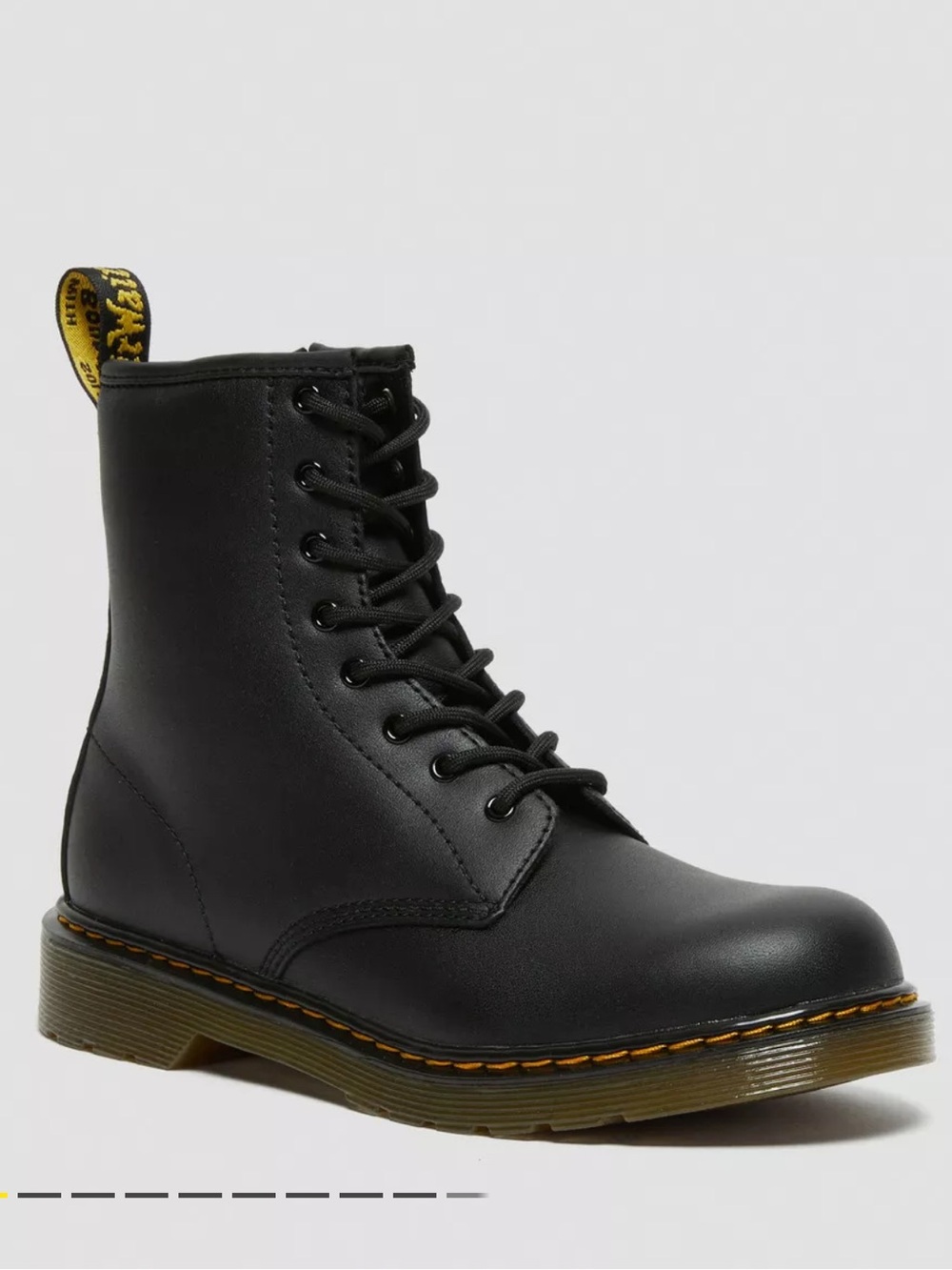 Dr. Martens Kids Black Leather Lace-Up Ankle Boots
